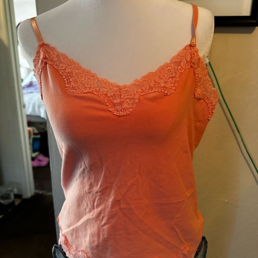 Women's Lace Trim Camisole Tank Top - salmon